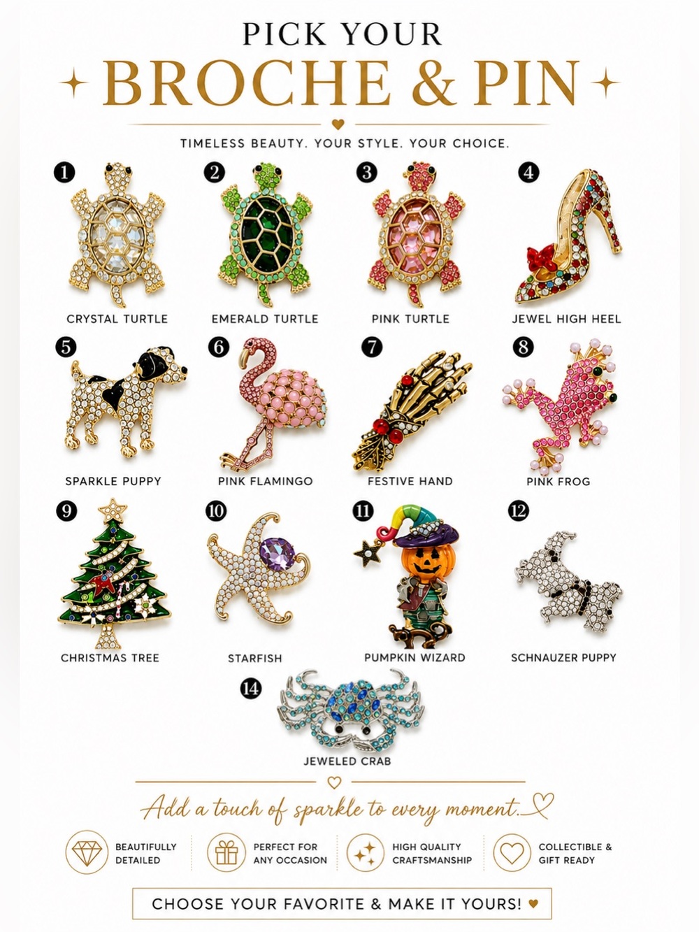 BUY NOW: Brooches Collection - Assorted Colorful Animal Brooches